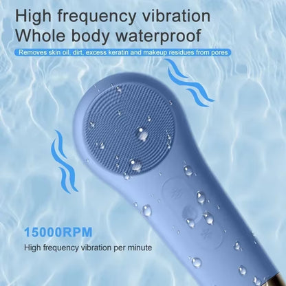 Facial Cleanser with Red Blue Light Cold and Hot Compress, Vibrating and Efficient Pore Cleaning Silicone Gel Facial Cleanser