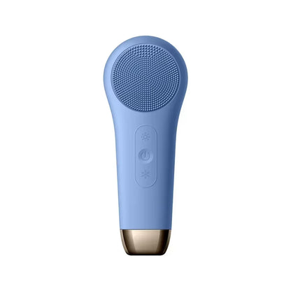 Facial Cleanser with Red Blue Light Cold and Hot Compress, Vibrating and Efficient Pore Cleaning Silicone Gel Facial Cleanser