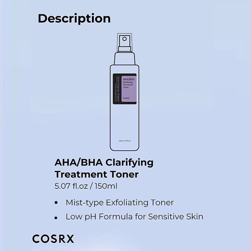 AHA/BHA Clarifying Treatment Toner 150Ml Exfoliating Facial Serum Moisturizing Smooth Korean Cosmetics