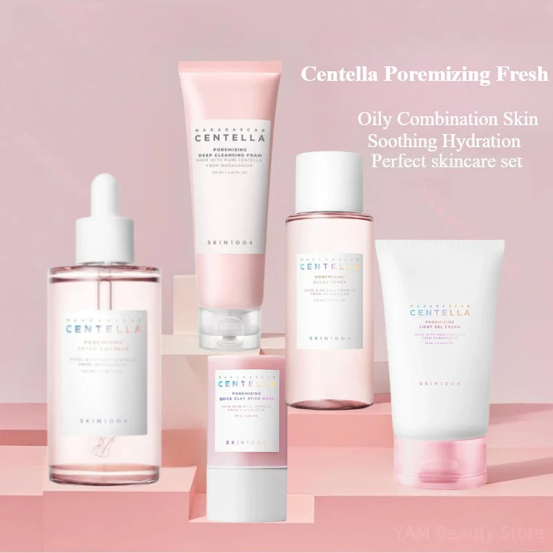 Korean Centella Series Set Face Foam, Acne Toning Toner,Ampoule,Soothing Cream,Stick Mask,Cleansing Oil Basic Skin Care Full Set