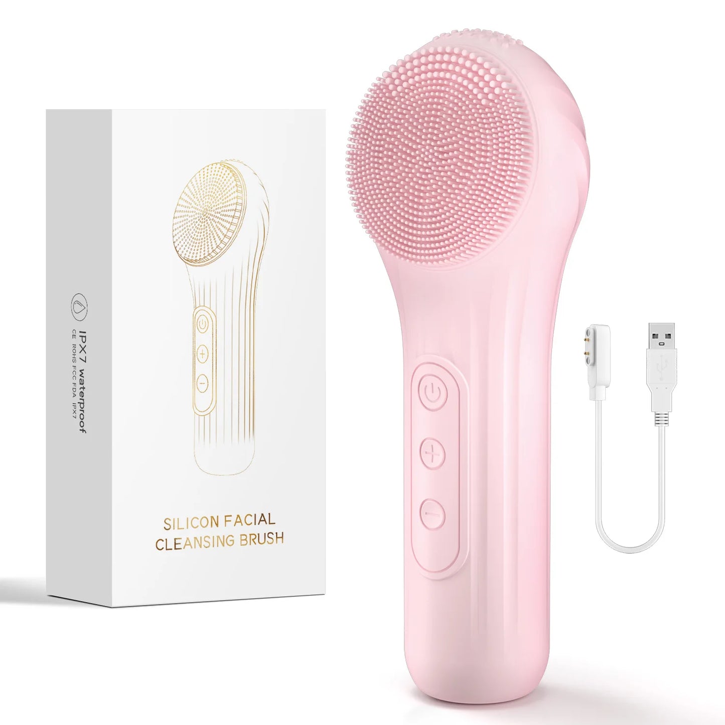 Electric Sonic Waterproof Facial Cleansing Brush Rechargeable Hot Compress Deep Pore Cleaner Silicone Cleanse Skincare Device