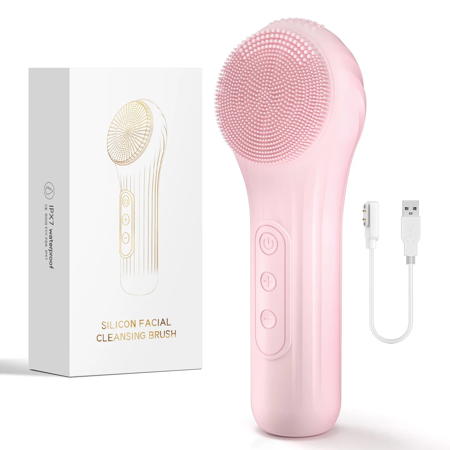 Electric Sonic Waterproof Facial Cleansing Brush Rechargeable Hot Compress Deep Pore Cleaner Silicone Cleanse Skincare Device