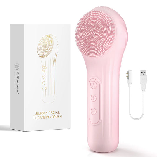 Electric Sonic Waterproof Facial Cleansing Brush Rechargeable Hot Compress Deep Pore Cleaner Silicone Cleanse Skincare Device