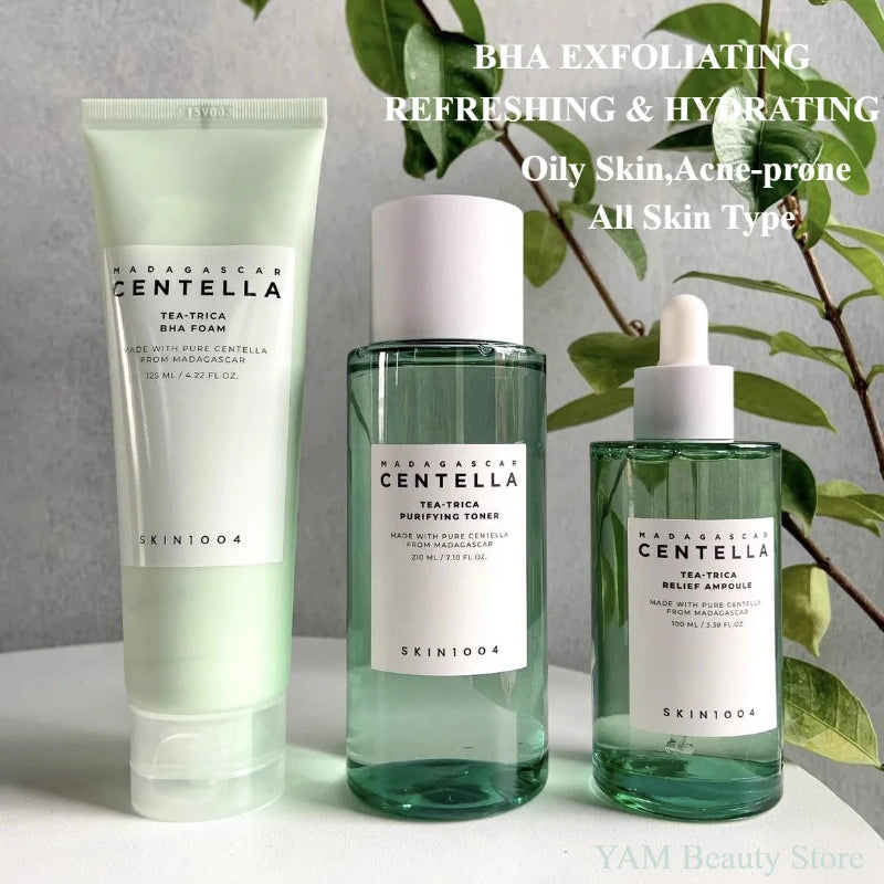 Korean Centella Series Set Face Foam, Acne Toning Toner,Ampoule,Soothing Cream,Stick Mask,Cleansing Oil Basic Skin Care Full Set