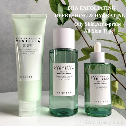 Korean Centella Series Set Face Foam, Acne Toning Toner,Ampoule,Soothing Cream,Stick Mask,Cleansing Oil Basic Skin Care Full Set