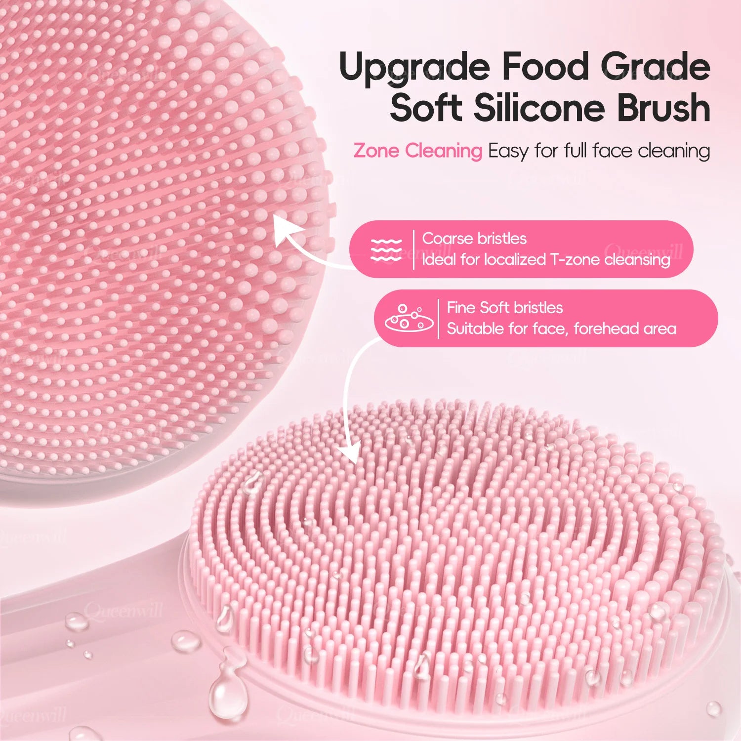 Electric Sonic Waterproof Facial Cleansing Brush Rechargeable Hot Compress Deep Pore Cleaner Silicone Cleanse Skincare Device