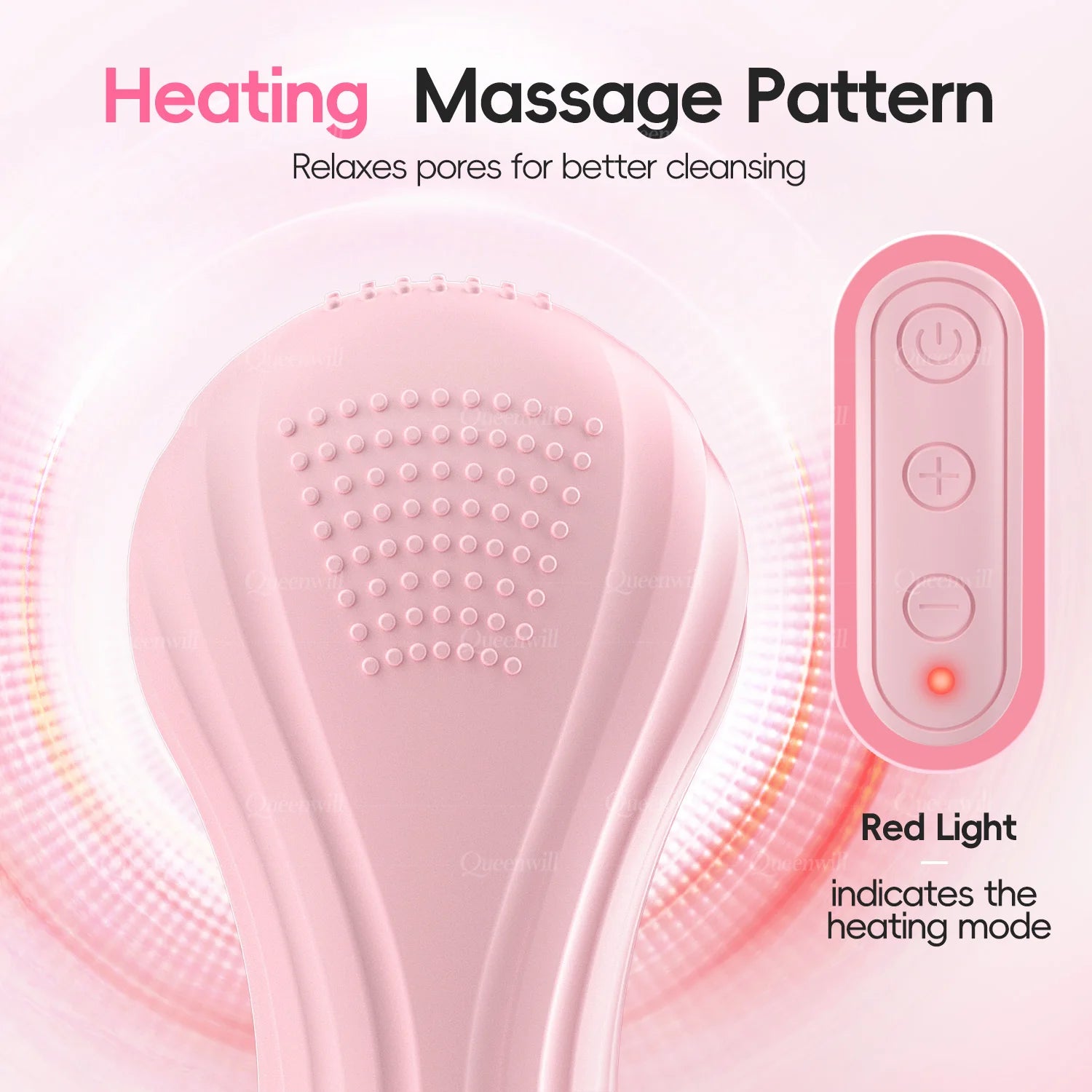 Electric Sonic Waterproof Facial Cleansing Brush Rechargeable Hot Compress Deep Pore Cleaner Silicone Cleanse Skincare Device