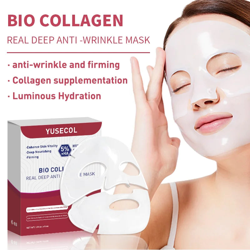 Korean Bio Collagen Anti-Aging Face Mask Hyaluronic Acid Deep Hydrating Moisturizing Whitening Lightening Facial Skin Care