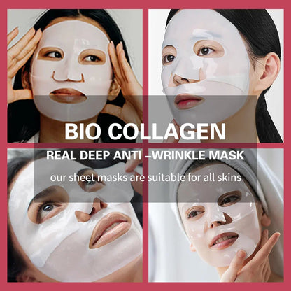 Korean Bio Collagen Anti-Aging Face Mask Hyaluronic Acid Deep Hydrating Moisturizing Whitening Lightening Facial Skin Care