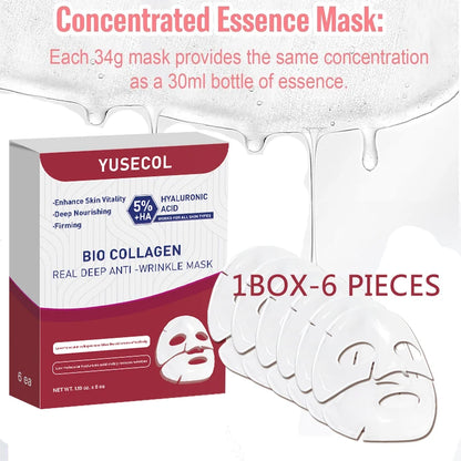 Korean Bio Collagen Anti-Aging Face Mask Hyaluronic Acid Deep Hydrating Moisturizing Whitening Lightening Facial Skin Care